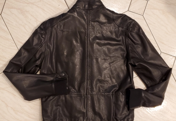 Men's Lucky Brand Black Leather Jkt medium - Picture 2 of 3